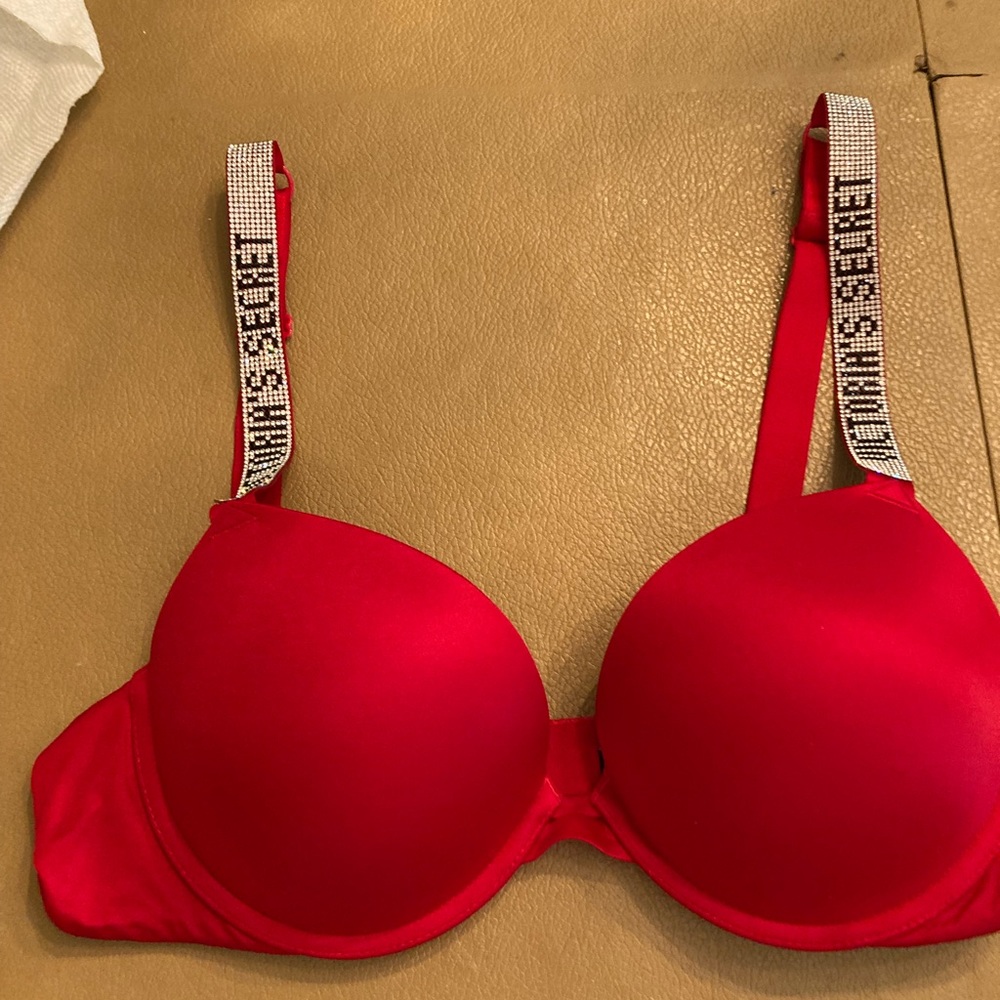 Very sexy  rhinestone red Victoria’s Secret bra